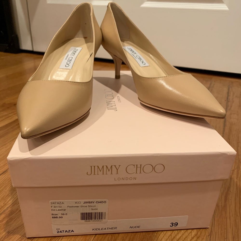 Jimmy Choo Nude Kid Leather Pumps (247AZA)